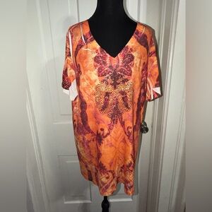 Women’s plus size 18 Orange Patterned shirt, top, blouse